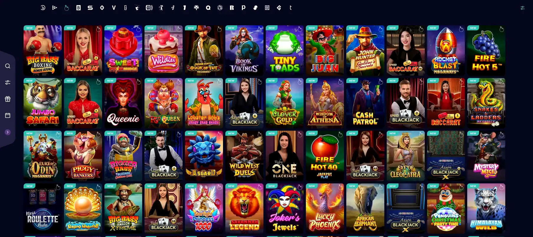 Voodoo Dreams casino inloggningsskärm och spelutbud